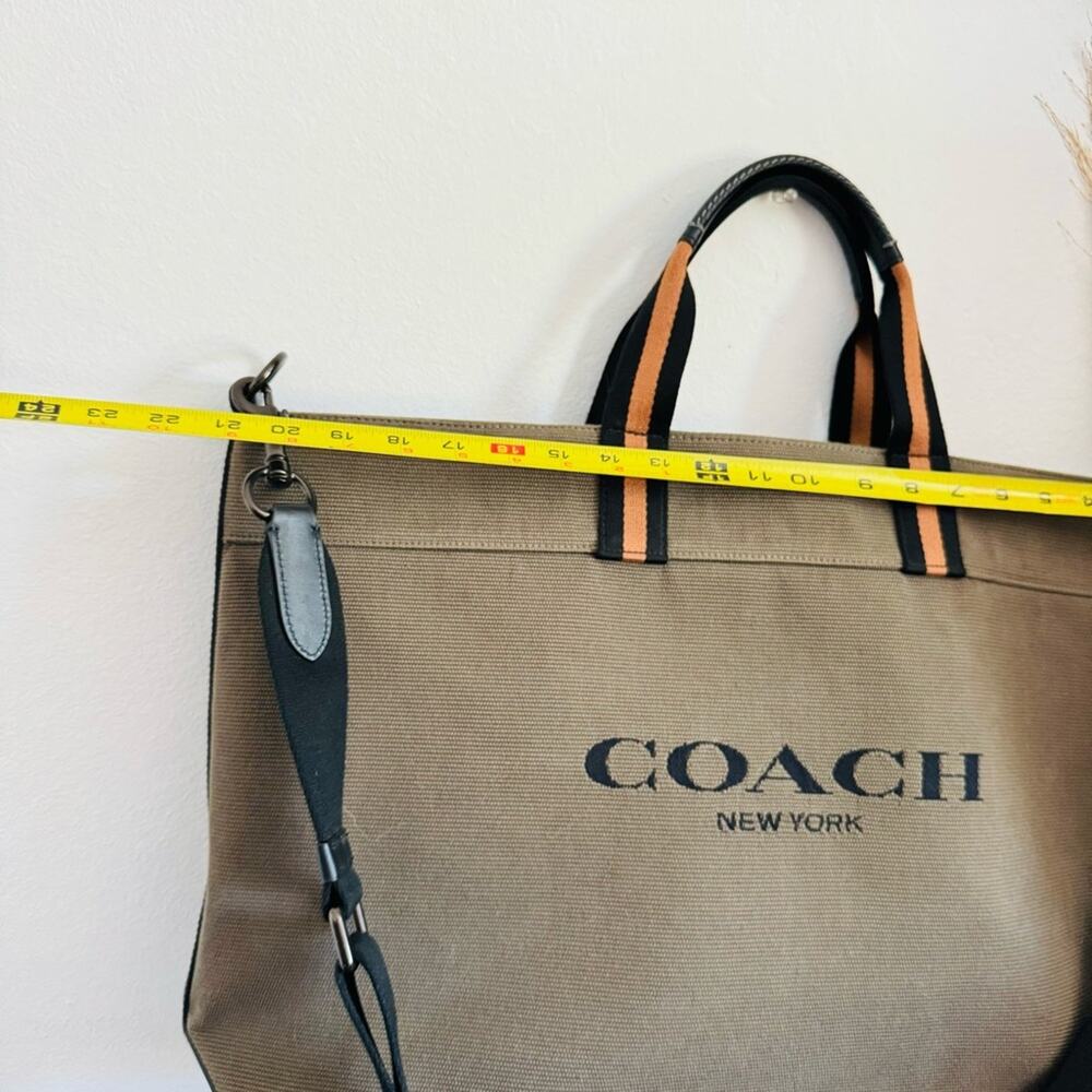 COACH UNISEX Olive Green Black Canvas Leather Zip Travel Shoulder Tote Bag 43 - Picture 15 of 16